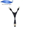 Professional molded one input two output 5pin m12 to rj45 y splitter network cable