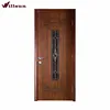 Groove decorative wood and art glass pantry door for villa