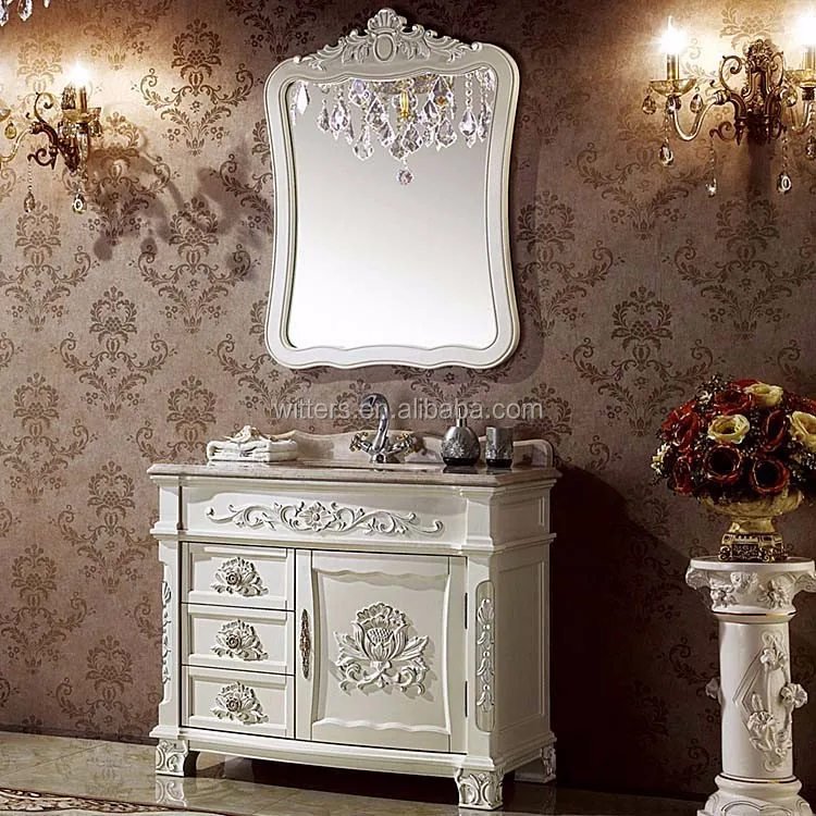 Euro Style Gloss White Bathroom Vanity Sets For Hotel And Villa,Floor