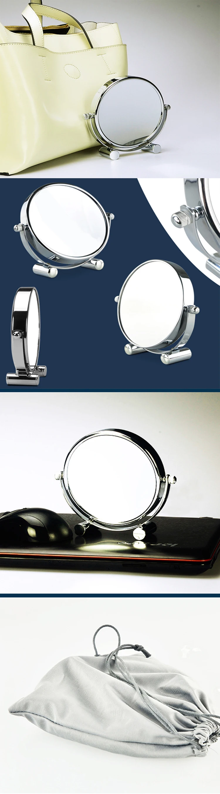 Carry On Travel Size 5 Inch Foldaway Compact Mirror and Stand