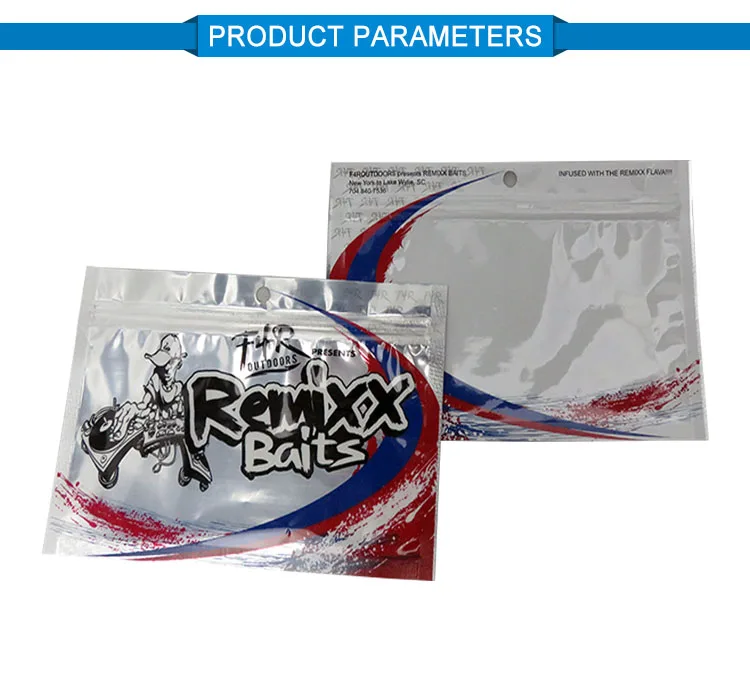 Heat Seal Zip Lock Customized Soft Plastic Bait Bags For Fishing Worm