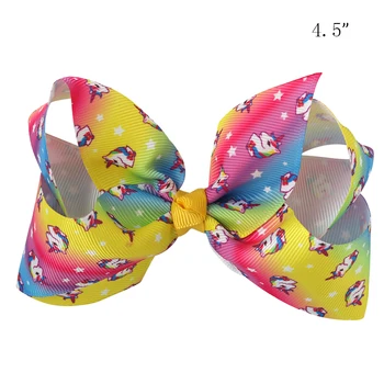 Cartoon Unicorn Flying Horse Ribbon Hair Bows Without Clips Diy