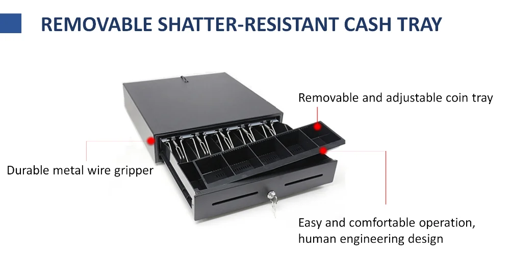 Pos Metal Cash Drawer Register Slide Series Front Lock Money Cash Box