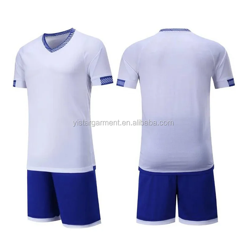 Wholesale Factory Price 100 Polyester Blue Football Kits Full Set