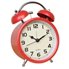 Retro Matt Red Metal Case Nightlight Sweep Second Hand Double Bells Alarm Clock
