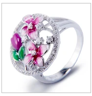 Joacii 925 Silver Latest Rose Gold Plating Colorful Zircons Setting Two Finger Jewelry Ring