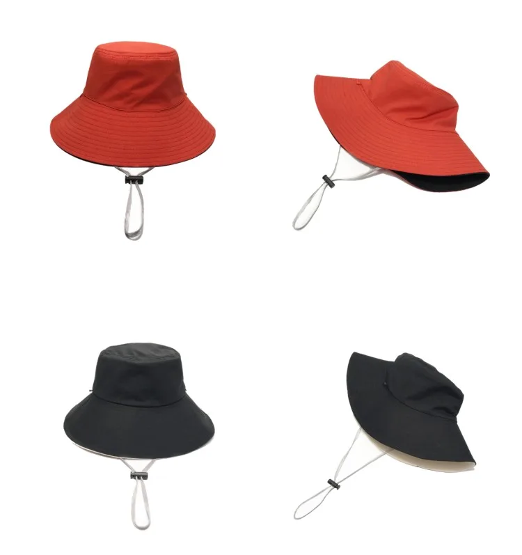Custom Wide Brim Blank Black Reversible Double Sided Bucket Hat With String Buy Double Sided