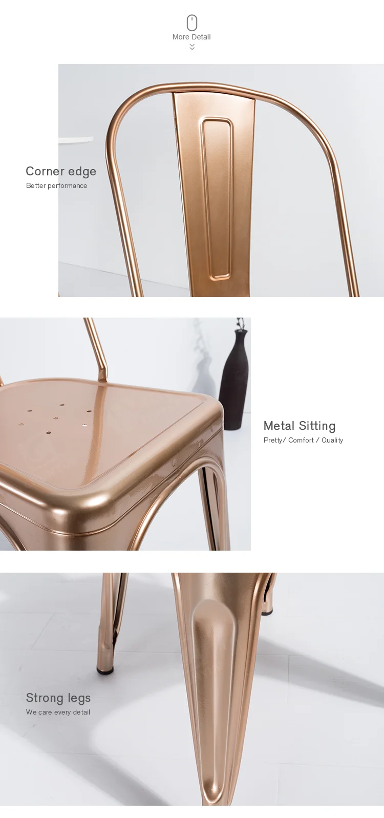 Wholesale Stackable Vintage Modern Industrial Style Bistro Dining Rose