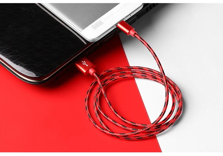 Free Logo Printing nylon braided micro usb cable from china factory