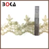 best quality BOKA gold color organza embroidered border lace trim for making clothes or dress