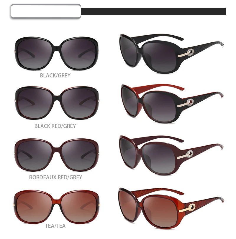Stock oversized polarized women sun glasses round custom logo sunglasses