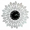 Black Glass Dial Arabic Numbers Leaf Metal Wall Clock