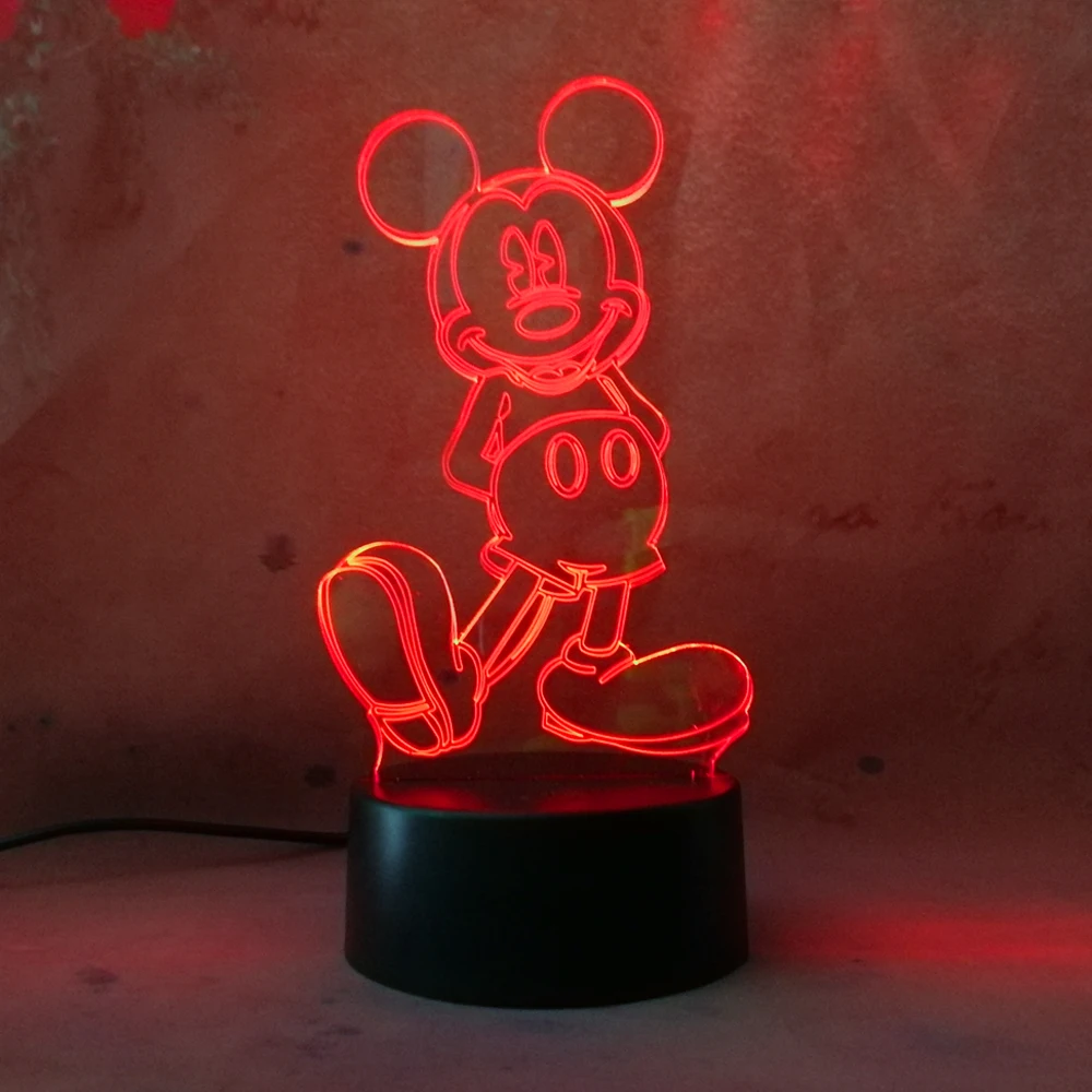 Touch Series Cute Mickey Mouse 3d Led Night Light Illusion Novelty