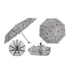 Compact 3 Folding Repel Windproof Travel Sun Rain Umbrella with newspaper print