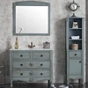 90cm Rustic Solid Wood Turquoise Bathroom Vanity Unit with Marble YXL-1801