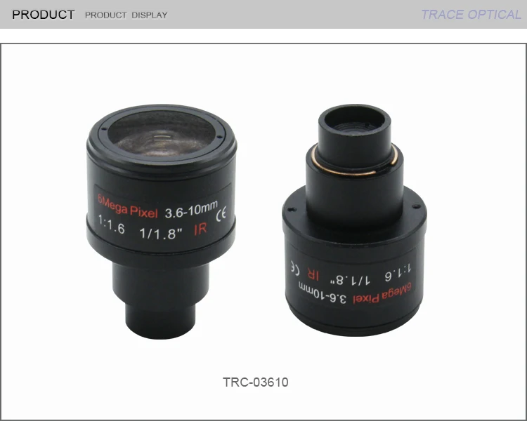 3.6-10mm 1/1.8 inch 6MP D14 Mount cctv varifocal lens with IR Corrction