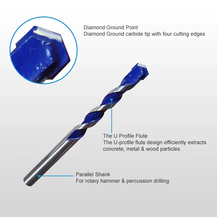 Straight Shank Painted Flute Multi Construction Drill Bit For Wood ...