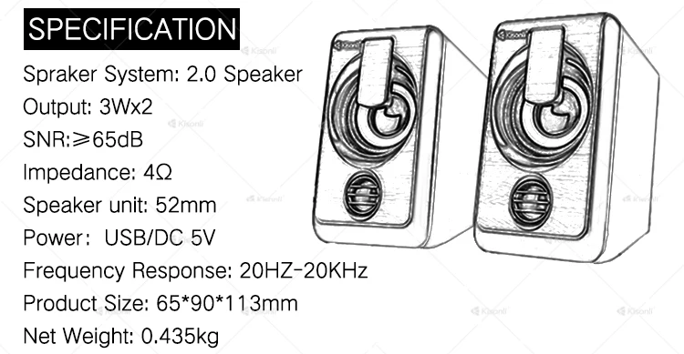 New Computer Speakers 2.0 usb wired woofer speaker no battery for laptop pc