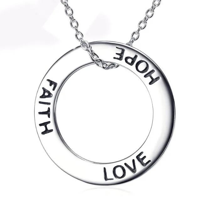 
Sterling Silver Faith Hope Love Necklace For Women High Quality Inspiration Jewelry &nbsp;