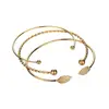 Gold Twisted Rope Cuff Bracelet Double Ball and Leaf Open Cuff Bracelet 3 Pcs a Set
