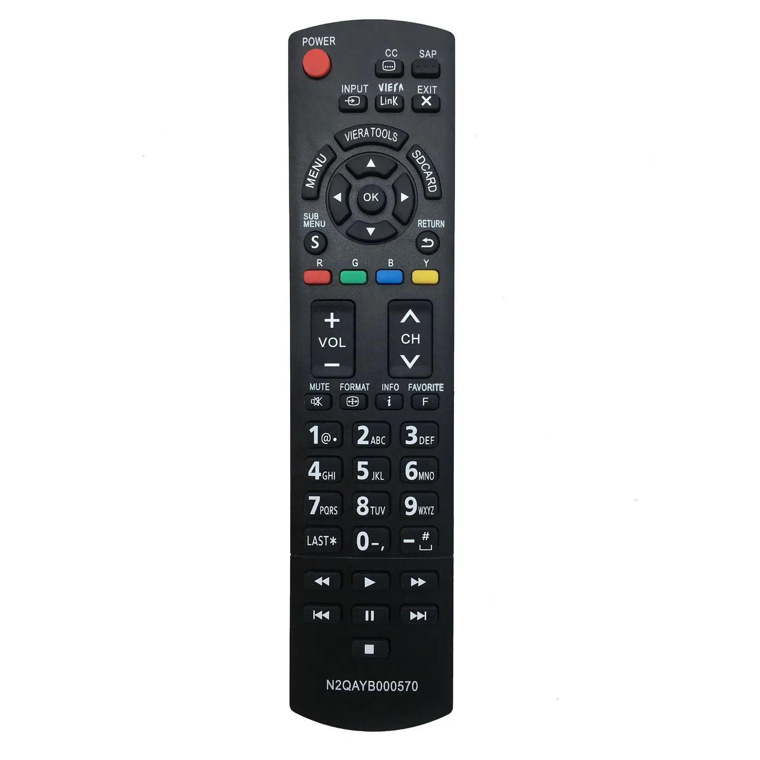 VINABTY New N2QAYB000570 Replaced Remote Control fit for Panasonic 2011 LCD LED Plasma TVs TC-32LX34 TC-32LX44S TC-42PX34 TC-50PX34 TC-60PS34 TC-60PS34UA TC-L19C30 TC-L24C3 TC-L3232C TC-L32C3