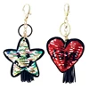 Cute Glitter Pompom Star Smile KeyChain Sequins Love Heart Key Chain gift for Women Car bag accessories Key Ring Jewelry