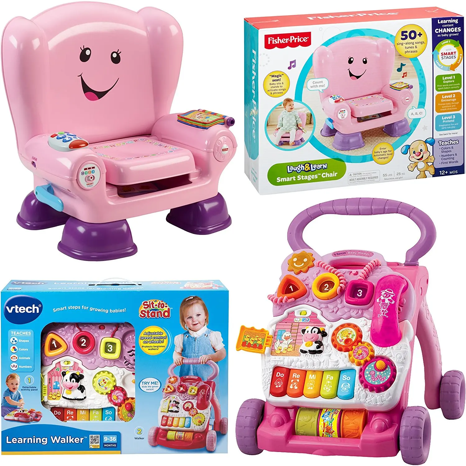 sit to stand learning walker pink