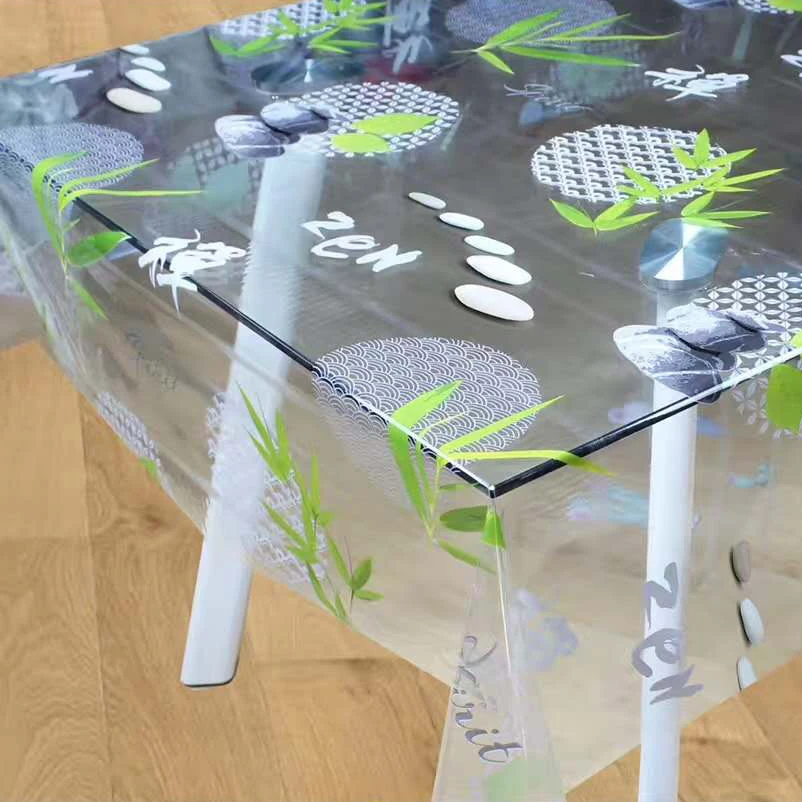 Printed Clear Plastic Table Cover Transparent Printed Tablecloth In