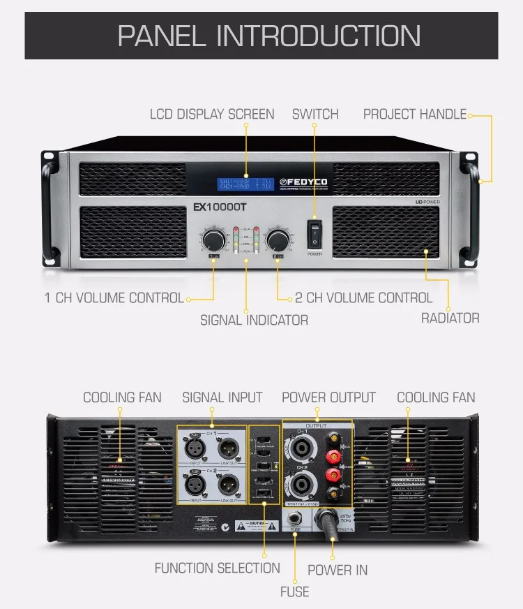 Professional Class D 1u Td Power Amplifier 1200w 8ohm 2channel Digital