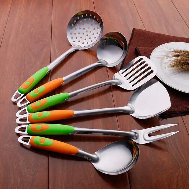 utensil set stainless steel soup frying ladle slotted spoon