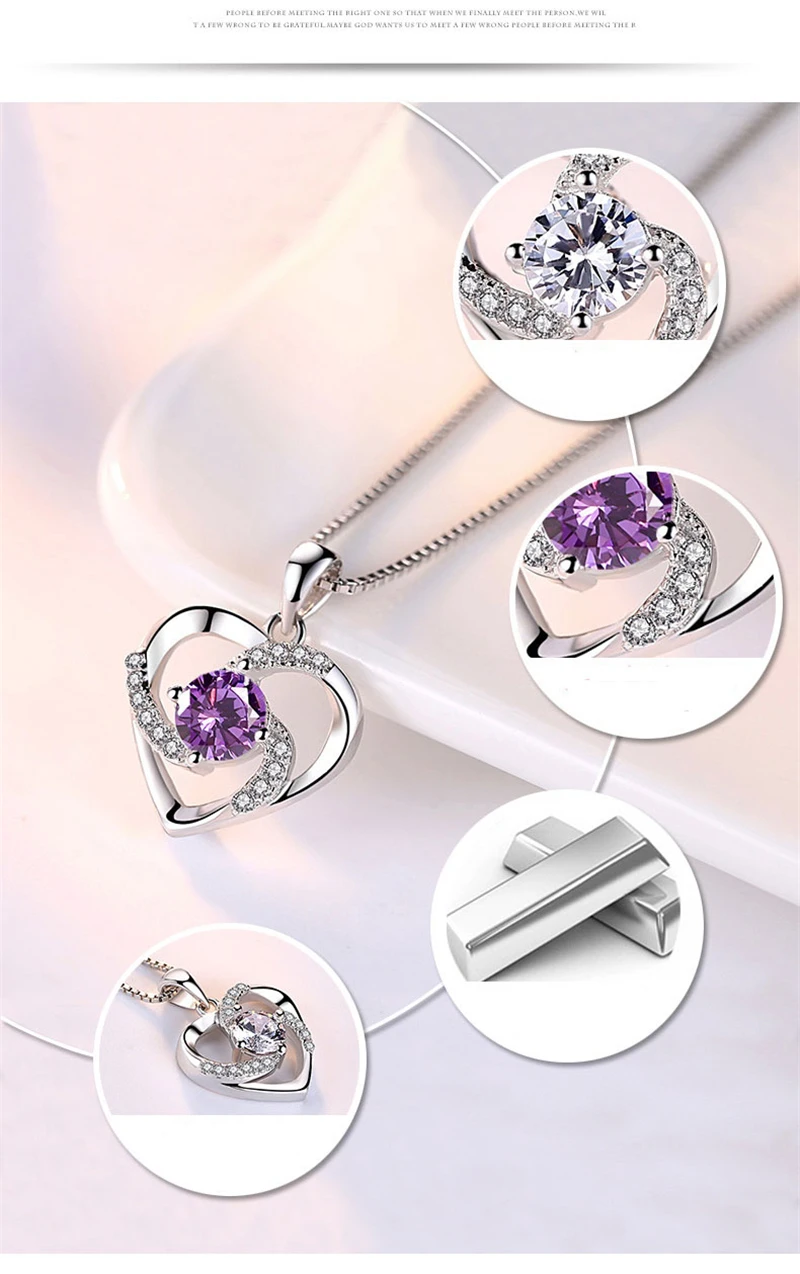 Trendy Charm Lady Dress Necklace Jewelry Diamond Heart Pendant Luxury