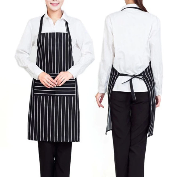 B32 Qty 5-100% Cotton Maroon & White Striped Butchers Catering Chefs Apron 
