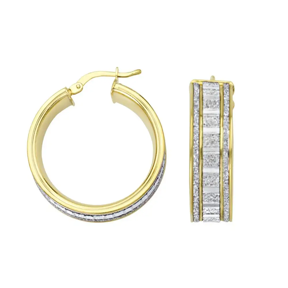 Lightz Coll Baguette Glitter Oval Hoop Hoop Earrings