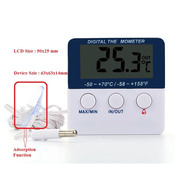 Alarm Temperature Meter Max Min Lcd In Out Magnet Mounted Temperature ...