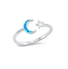 2017 christmas gift 925 sterling silver open mini opal stone moon star ring