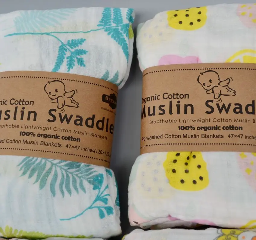 Organic Gots Beautiful Swaddle Newborn Cotton Baby Wrap Muslin Blanket