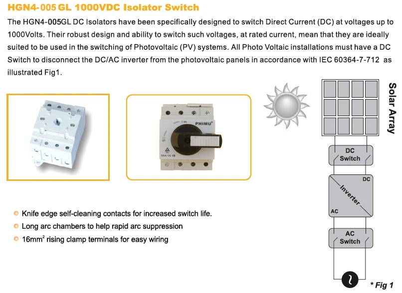 solar panel isolator switch