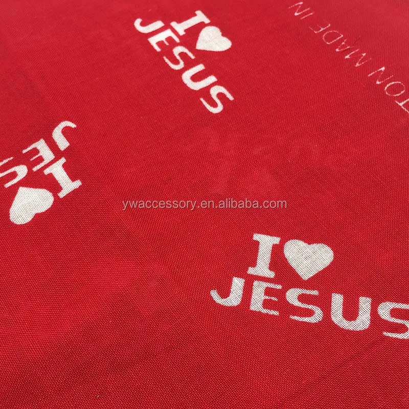 custom soft 100% cotton printed i love jesus scarf bandana