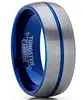 Men's Women's Blue Tungsten Carbide titanium engagement wedding band couple ring