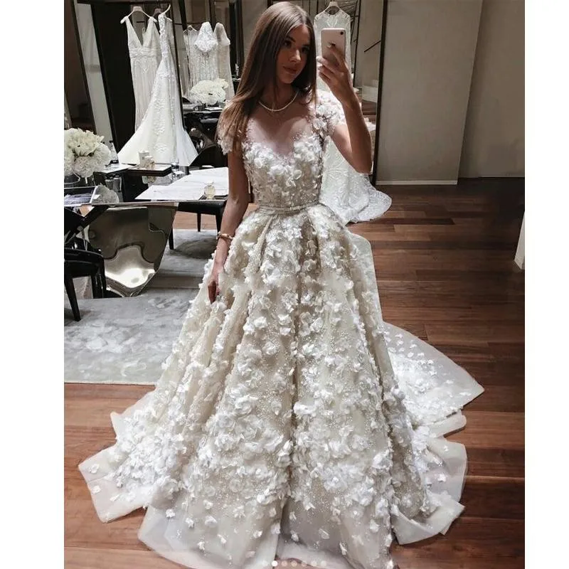 floral applique wedding dress