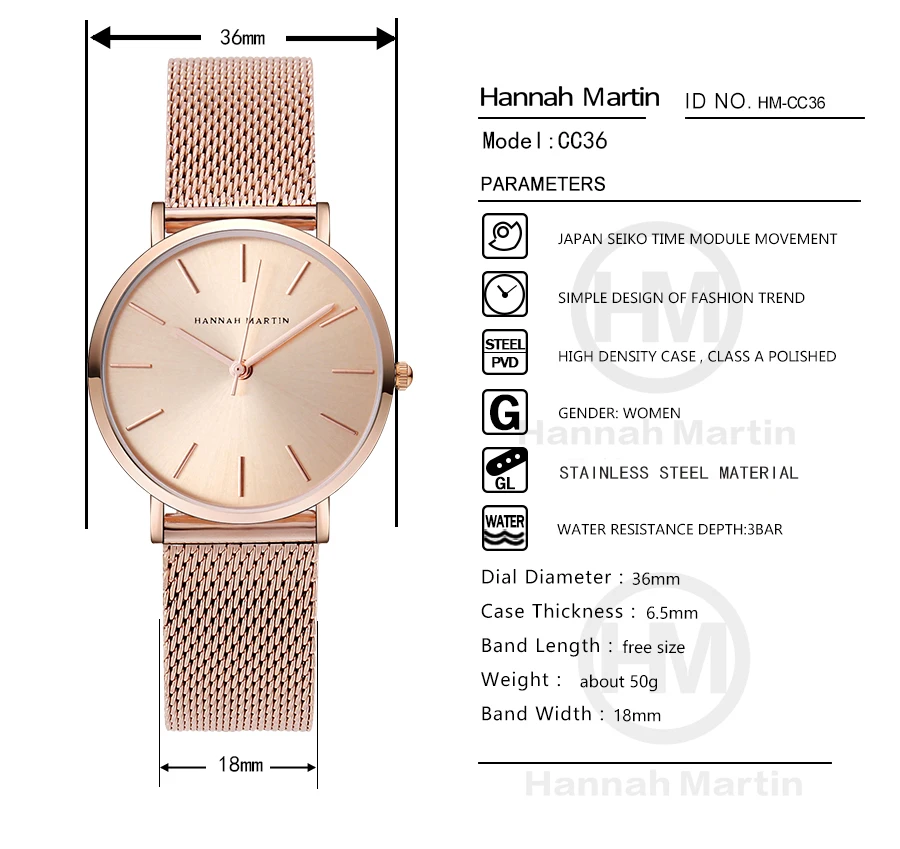 watch personalized waterproof custom watch dial private label lady  minimalist watch