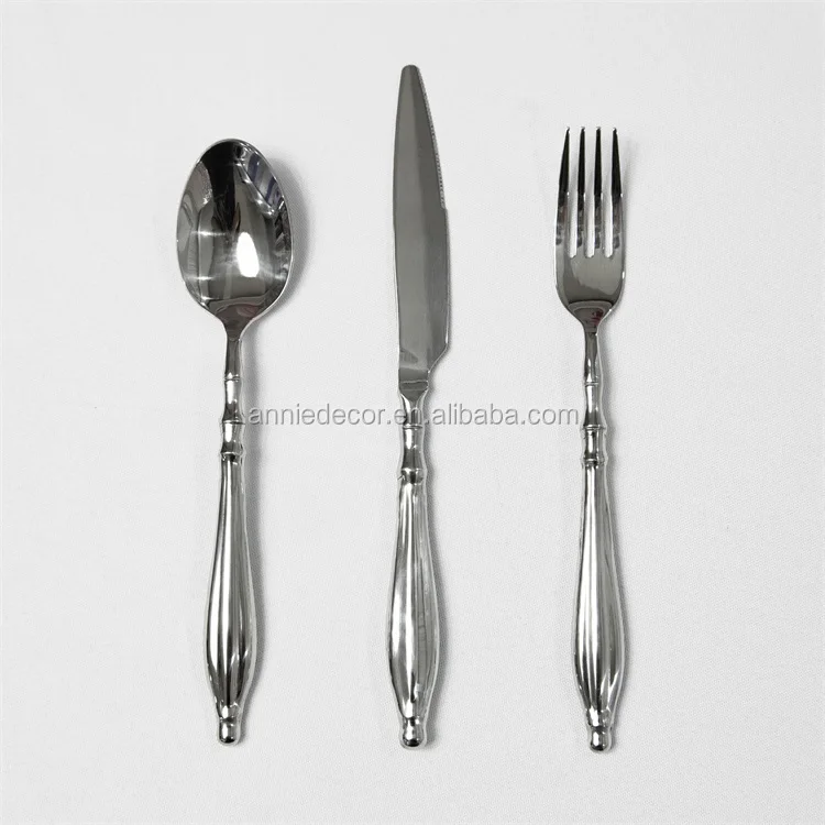 Hot Sale Metal Stainless Steel Spoon Fork Knife Silver Flatware Wedding Centerpieces Dinner Table Decor Cutlery Set