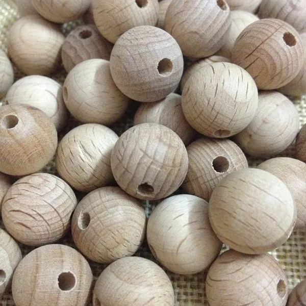 Wood Beads Bulk 15mm Natural Wood Beads,Round Beads Beech Wood Food