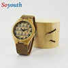 WD 006 Casual Men Bamboo Watch Leather Belt Fashion Dot Scale Design Triangle Pattern relogio masculino wooden watch