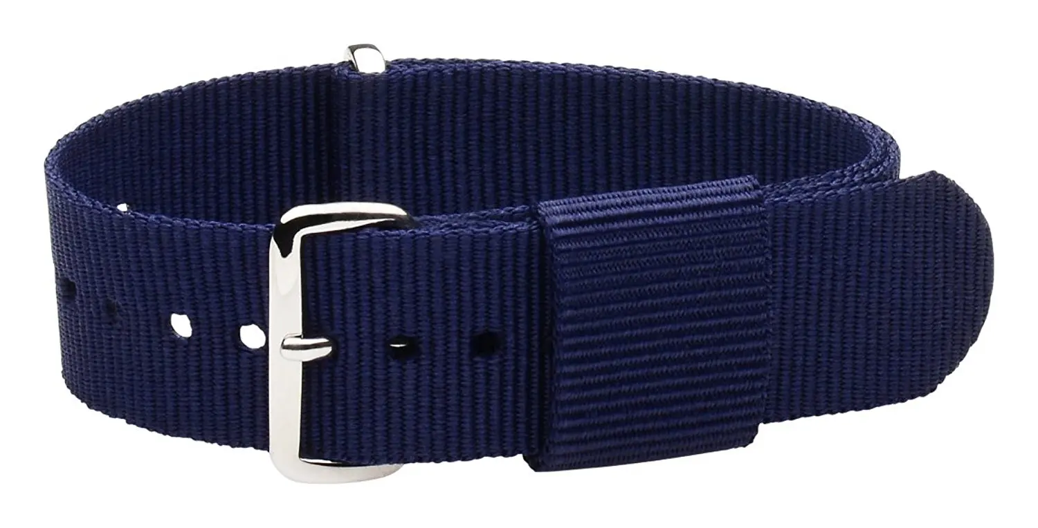 22mm Nato Ss Nylon Loop Solid Navy Blue Interchangeable Replacement Watch Strap Band