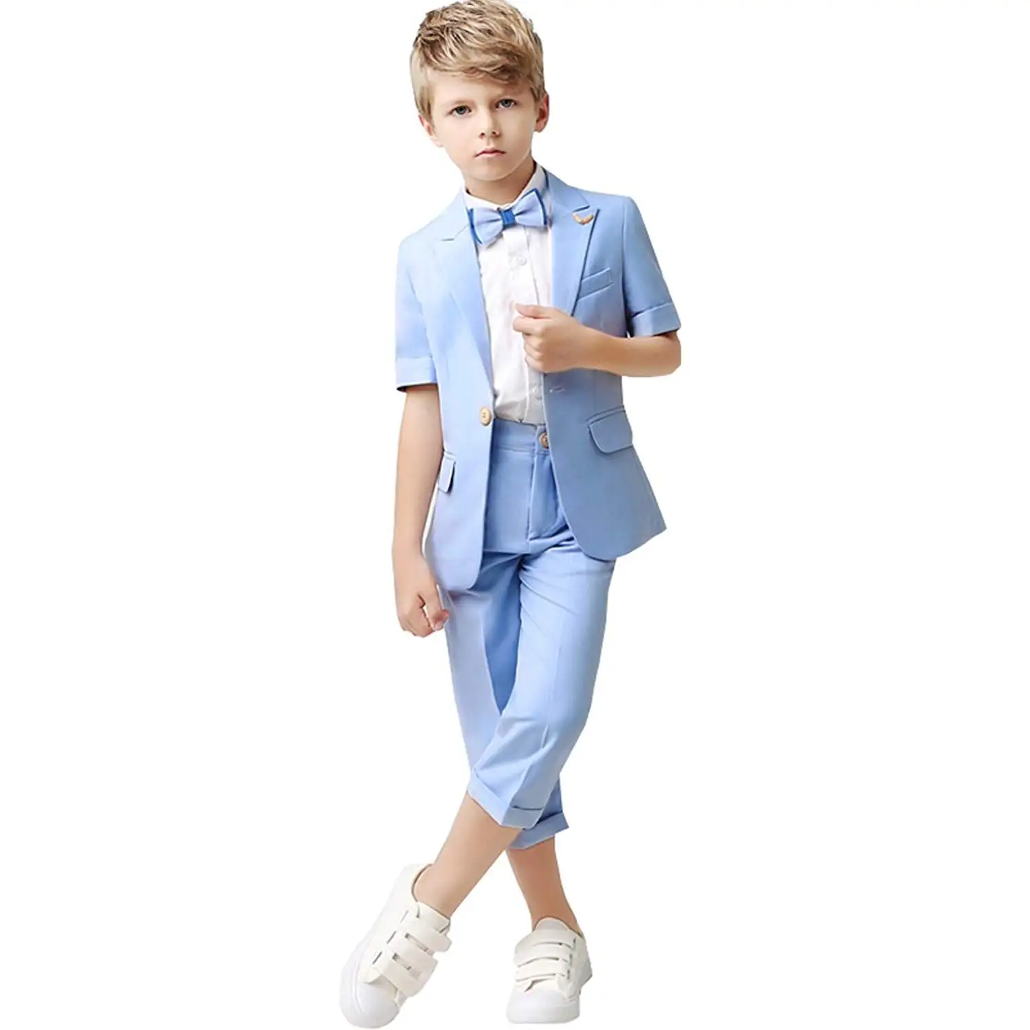 kelaixiang Boys 3-Piece Single Slim Fit 2-Button Vested Dress Suit Set