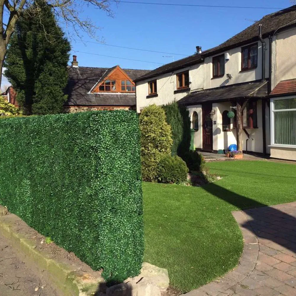 Cheap Extremely Dense Faux Boxwood Hedge With Planter For Garden Decor