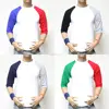 3/4 Sleeve Plain Crew Neck T-Shirt Lot Baseball Batting Raglan Men's Sport Jersey Tee Wholesale Custom Top Tee White Black