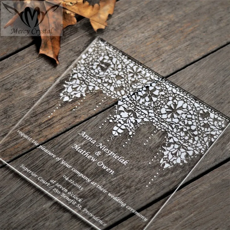 Personalised Engraved Glass Invitation Card For Wedding Favors - Buy ...