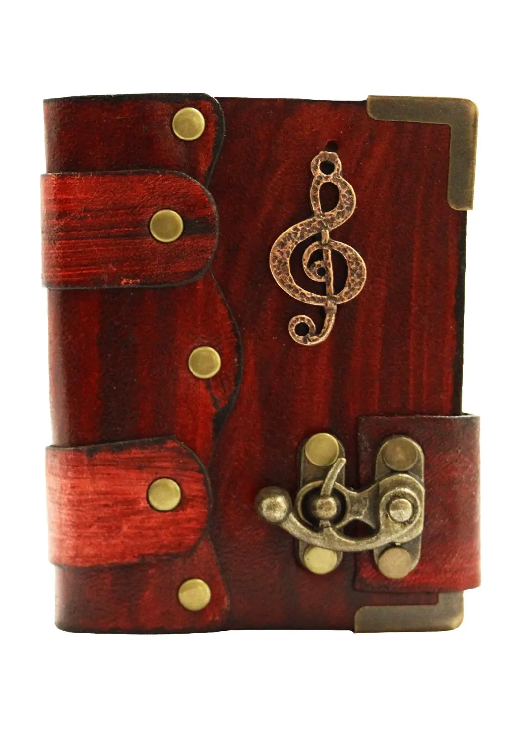 Buy Leather Journal Music Note Pendant On A Red Notebook